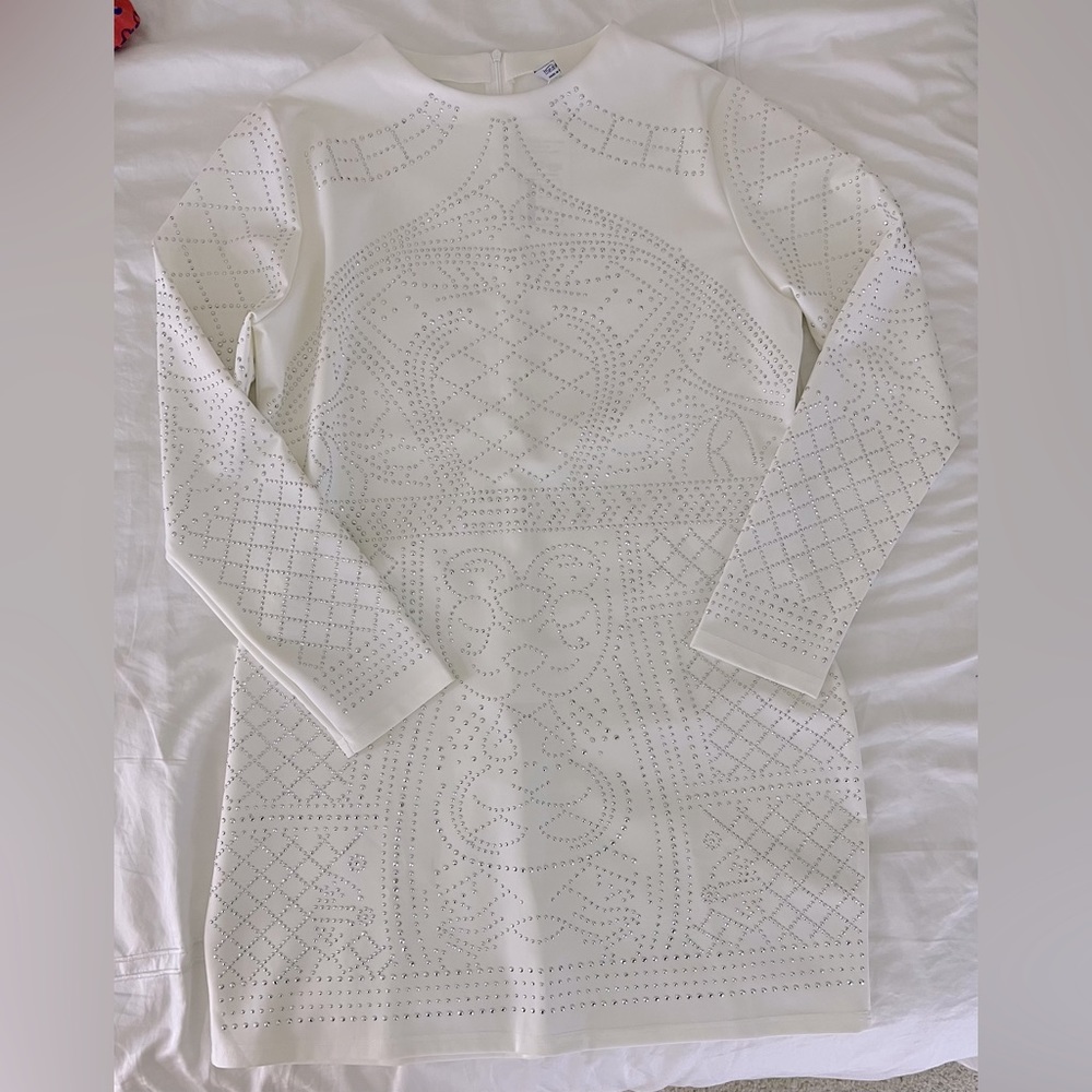 Embellished Mini White Dress